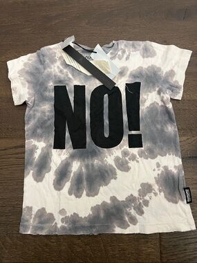nununu Gray & White Tie-Dye 'NO!' Short Sleeve Tee